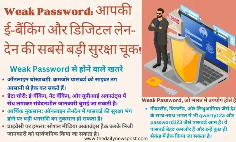 Weak Password के खतरों पर चर्चा करते हुए ऑनलाइन सुरक्षा गाइड।