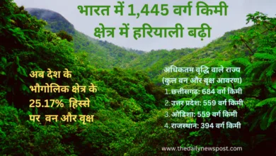 Forest Cover: भारत में 1,445 वर्ग कि.मी. क्षेत्र में हरियाली बढ़ी